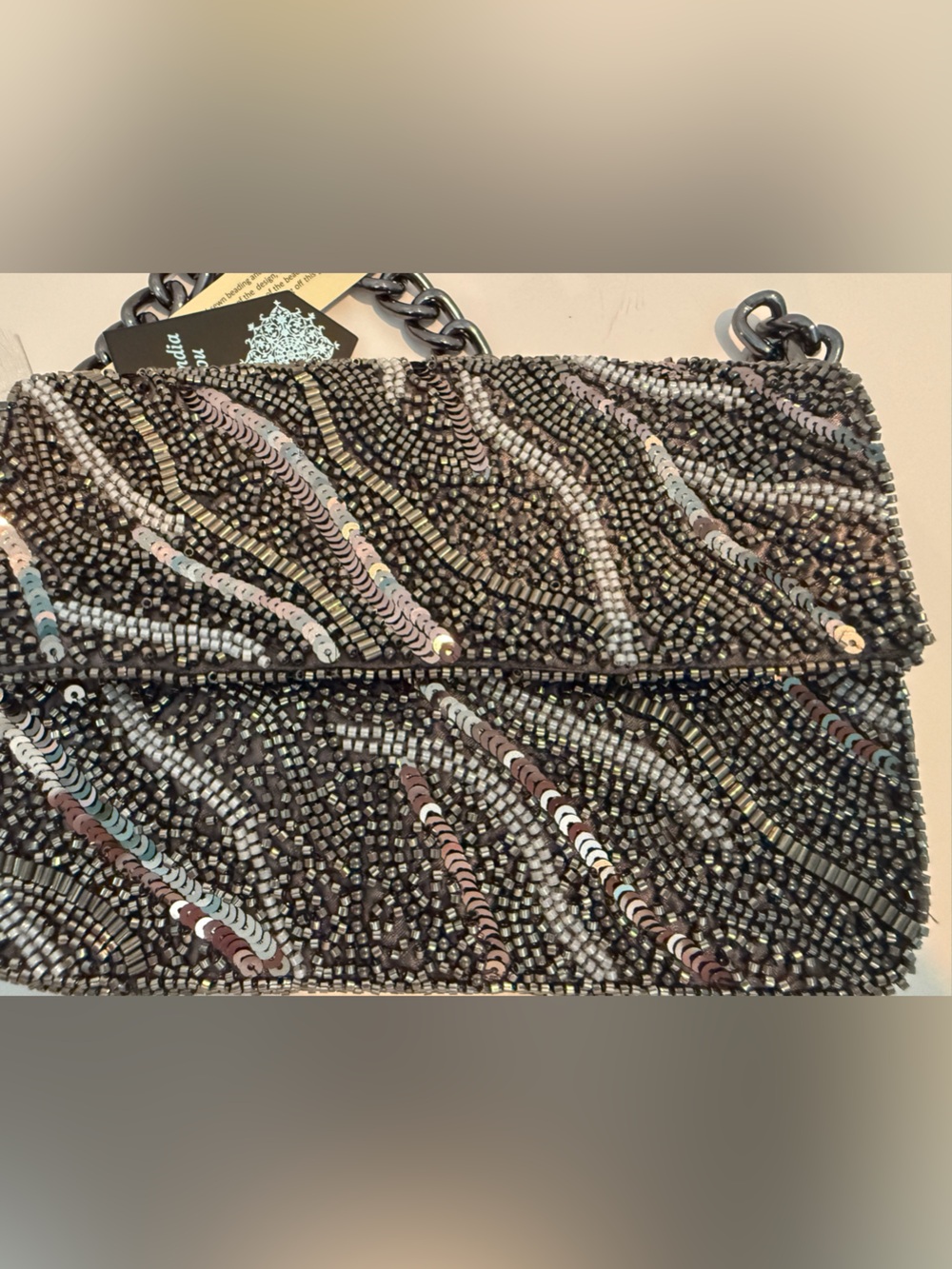 * NEW RELEASE VIRAL Beaded & Sequin Evening Bag - Iridescent Multi Metallic